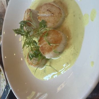 Casa Mono - Scallops with Serrano Pepper Green Curry & Minted Cashews - Spanish Near Me - New York, New York Casa Mono - Scallops with Serrano Pepper Green Curry & Minted Cashews - Spanish Near Me - New York, New York