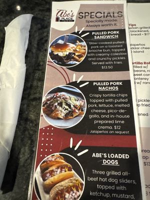 Menu photo 1 Abe's Place Tap & Grill Clearwater, FL