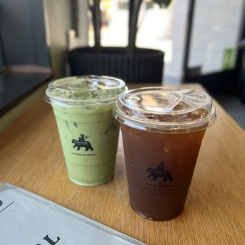 The Boy & The Bear - Iced Matcha Latte with Simple Syrup; Iced Americano - Coffee & Tea Near Me - Los Angeles, California The Boy & The Bear - Iced Matcha Latte with Simple Syrup; Iced Americano - Coffee & Tea Near Me - Los Angeles, California
