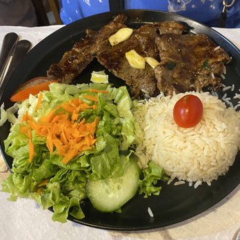 Taverna Alfacinha - Grilled Steak with rice and salad. - Seafood Near Me - Lisbon, 11 Taverna Alfacinha - Grilled Steak with rice and salad. - Seafood Near Me - Lisbon, 11