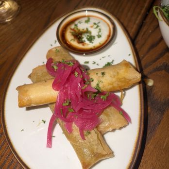Bacari North Park - 'moroccan cigars' stuffed with lamb & chicken, roasted nut & garlic honey glaze, pickled onion, toum crema - Breakfast & Brunch Near Me - San Diego, California