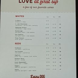 Drinks Menu: Valentine's Day.