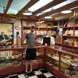 My son (not in the Hobby) humoring me at the museum old hobby store