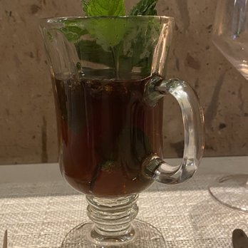 Piper - Welcome drink: gunpowder green tea with mint and a basil blossom bomb. - New American Near Me - Oceanside, California Piper - Welcome drink: gunpowder green tea with mint and a basil blossom bomb. - New American Near Me - Oceanside, California