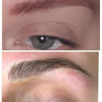 The Brow Studio & Academy - Top is how Cici did my microblading - flat and rounded tails. Bottom is what I asked for from "her portfolio". - Permanent Makeup Near Me - Danville, California