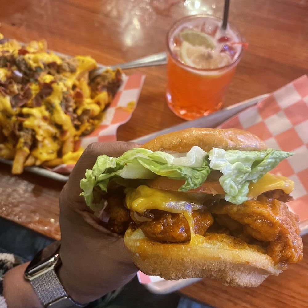 Pig & Brew - BUFFALO CHICKEN THIGH CLUB AND HILLBILLY FRIES - Barbeque Near Me - Richmond, Virginia Pig & Brew - BUFFALO CHICKEN THIGH CLUB AND HILLBILLY FRIES - Barbeque Near Me - Richmond, Virginia