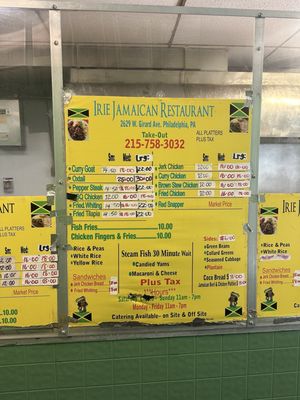 Menu photo 1 Irie Jamaican Restaurant Philadelphia, PA