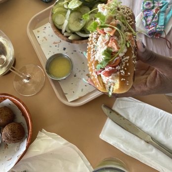 Hello, Sailor - Lobster roll, pretty small and had mostly claw meat - Seafood Near Me - Cornelius, North Carolina