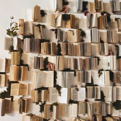Petals & Pages - Book wall in the Writers' Corner