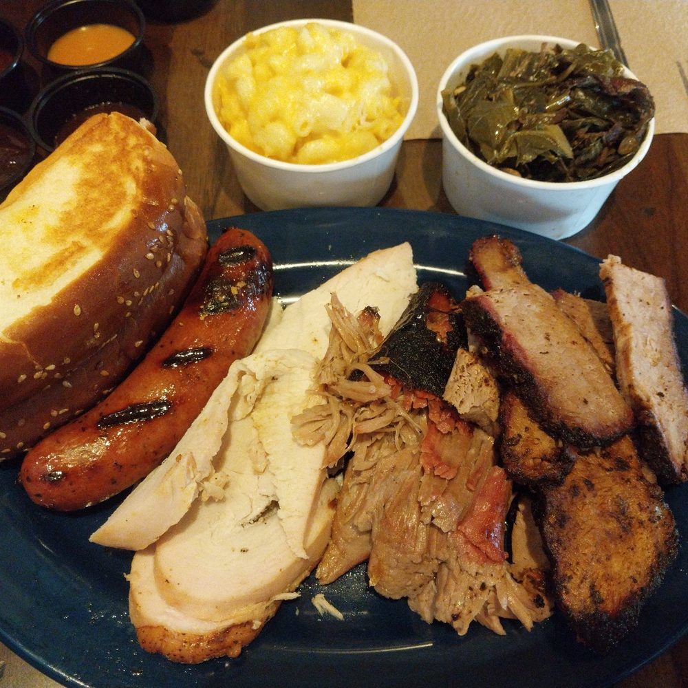City Barbeque - City bbq sampler tray. Comes with sausage, smoked turkey, pulled pork, and Brisket, also 2 sides. - Barbeque Near Me - High Point, North Carolina City Barbeque - City bbq sampler tray. Comes with sausage, smoked turkey, pulled pork, and Brisket, also 2 sides. - Barbeque Near Me - High Point, North Carolina