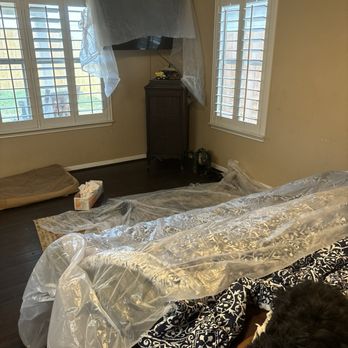 Evoke Roofing & General Contracting - Did a good job of covering everting. Except the victrola, floors, paintings, shutters, and sofa - Roofing Near Me Evoke Roofing & General Contracting - Did a good job of covering everting. Except the victrola, floors, paintings, shutters, and sofa - Roofing Near Me