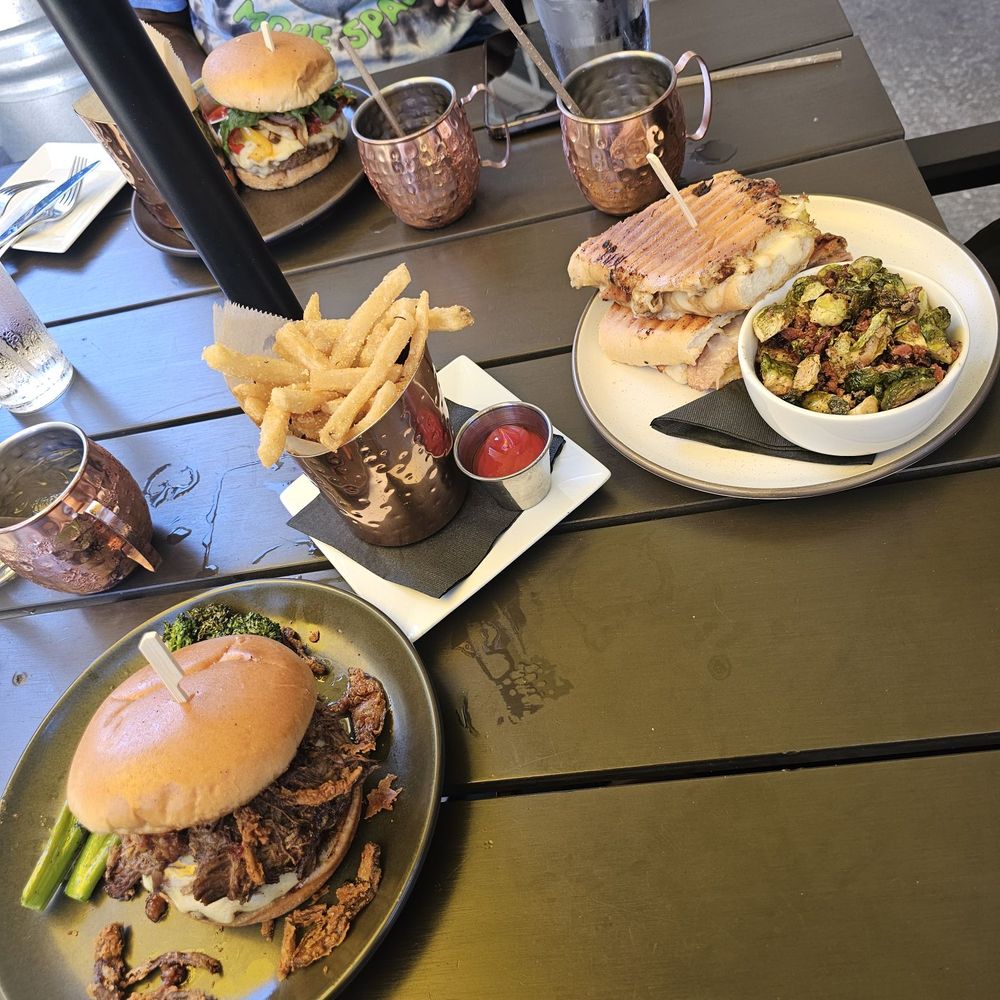 The Stubborn Mule - Veggie burger Cuban panini with bacon Brussel sprouts BBQ Brisket Burger with broccolini - New American Near Me - Orlando, Florida The Stubborn Mule - Veggie burger Cuban panini with bacon Brussel sprouts BBQ Brisket Burger with broccolini - New American Near Me - Orlando, Florida