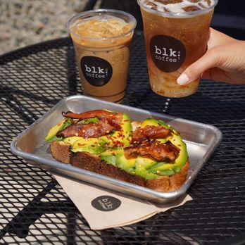 Blk Dot Coffee - IG: @tffny.eats / Hot honey Avocado Toast - Coffee & Tea Near Me - Long Beach, California