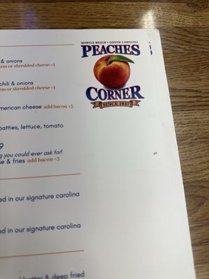 Menu photo 1 Peaches Corner Myrtle Beach, SC Menu photo 1 Peaches Corner Myrtle Beach, SC