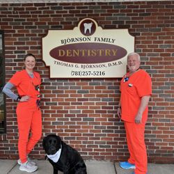 Bjornson Family Dentistry - Dr. Tom, Dr. Kelsey, and Kodak!