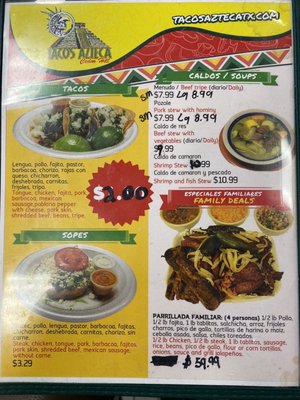 Menu photo 5 Tacos Azteca Cedar Hill, TX