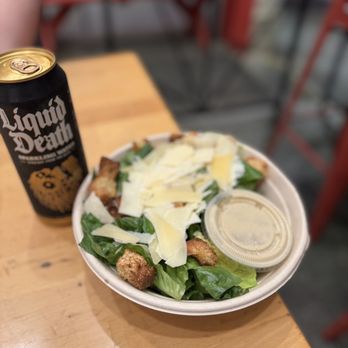 Triple Beam Pizza - a plate of salad and a beer - Pizza Near Me - Los Angeles, California Triple Beam Pizza - a plate of salad and a beer - Pizza Near Me - Los Angeles, California