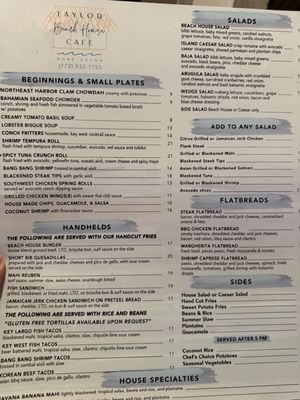 Menu photo 2 Taylor Beach House Cafe Hobe Sound, FL