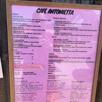 Cafe Antonietta - The menu. - Cafes Near Me - Los Angeles, California