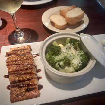 DiMartino's - Salmon with vinaigrette glaze and broccoli side at DiMartino's - Beer, Wine & Spirits Near Me - Covington, Louisiana