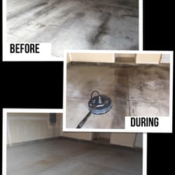 Grime-Busters Power Washing - Garage floor pressure wash.