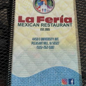 La Feria Mexican Restaurant - Menu cover - Mexican Near Me - Pleasant Hill, Iowa La Feria Mexican Restaurant - Menu cover - Mexican Near Me - Pleasant Hill, Iowa