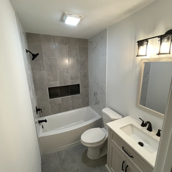 Walsh & Son Carpentry - Renovated front bath with tiled tub surround. - Carpenters Near Me Walsh & Son Carpentry - Renovated front bath with tiled tub surround. - Carpenters Near Me