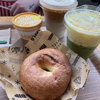 Calic Bagel - Plain Bagel with corn latte and latte - Bagels Near Me - Los Angeles, California Calic Bagel - Plain Bagel with corn latte and latte - Bagels Near Me - Los Angeles, California