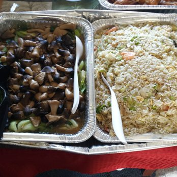 Lucky Wok - Catering order- seasoned vegetables with straw mushrooms and salted fish and shrimp fried rice. - Chinese Near Me - Lenexa, Kansas