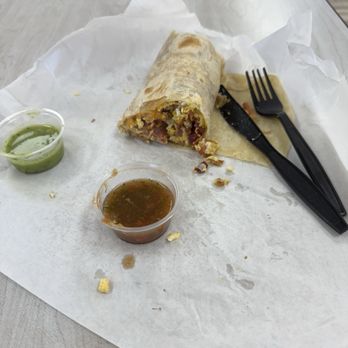 La Paloma Mexican Food - Bacon, egg, cheese, and bean burrito. - Mexican Near Me - Indio, California La Paloma Mexican Food - Bacon, egg, cheese, and bean burrito. - Mexican Near Me - Indio, California