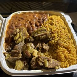 Pyramids Halal Meats - Stewed goat; yellow rice, beans, OMG. What a great meal for $15.00.