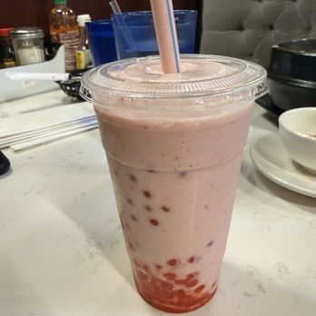 Pho Valley - Strawberry smoothie with strawberry popping boba - Vietnamese Near Me - Apple Valley, Minnesota Pho Valley - Strawberry smoothie with strawberry popping boba - Vietnamese Near Me - Apple Valley, Minnesota