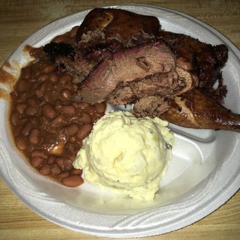 Black's Barbecue Lockhart - 1/2 chicken, 1/4 lb. moist brisket with beans and potato salad. - Barbeque Near Me - Lockhart, Texas Black's Barbecue Lockhart - 1/2 chicken, 1/4 lb. moist brisket with beans and potato salad. - Barbeque Near Me - Lockhart, Texas