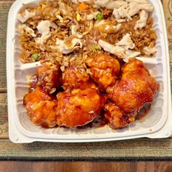Lee's Asian Bistro - General Taos Chicken with Chicken Fried rice.