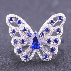 Natalie's Fine Jewelry - Ceylon Sapphire and Diamond Butterfly Ring
