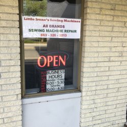 Little Irene's Sewing Center - Front window and sign.