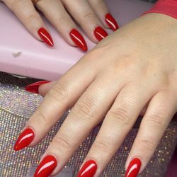 Nail'D By Nisha - Short red almond nails