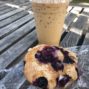 Photo of Krakatoa - San Diego, CA, United States. Large iced Vietnamese and blueberry muffin