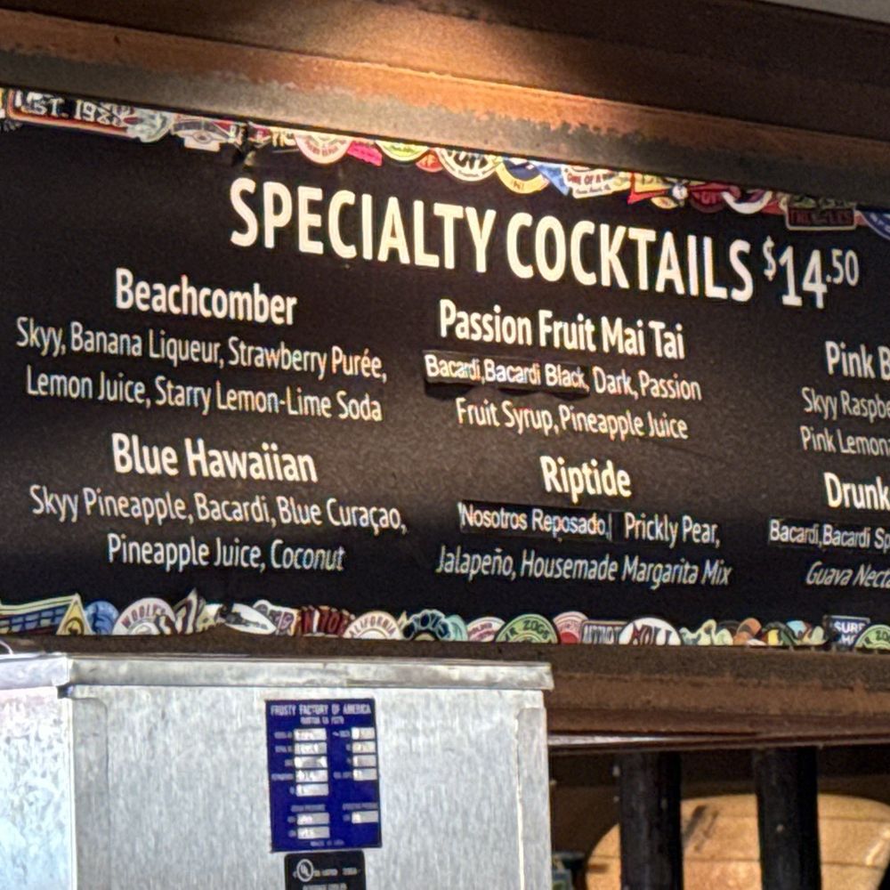 Cocktail menu Cocktail menu