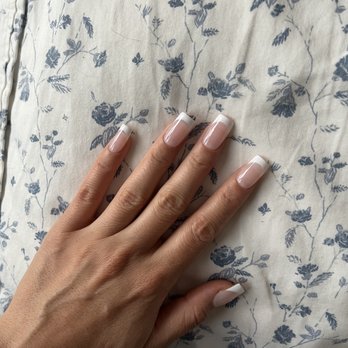 Super Art Nails - Short, square gel x nails with French manicure - Nail Salons Near Me - Glendale, California Super Art Nails - Short, square gel x nails with French manicure - Nail Salons Near Me - Glendale, California