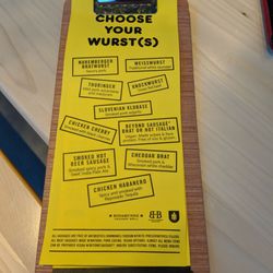 Willkommen - 1st page of the Menu, types of sausages