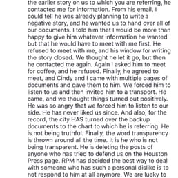 One of RPM's co founders informing the group of Craig's ill intent towards RPM
