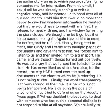 Houston Press - One of RPM's co founders informing the group of Craig's ill intent towards RPM - Print Media Near Me - Houston, Texas