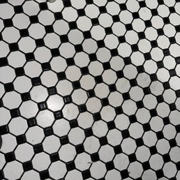 a black and white tiled floor