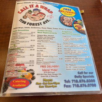 Call It A Wrap - Smoothie menu - Health Markets Near Me - Staten Island, New York