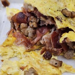 Close-up of the stuffed Omelette.