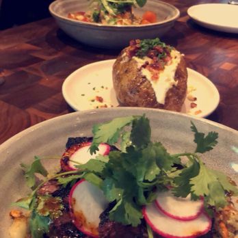 The Henry - Korean Prime Skirt Steak*, Loaded Baked Potato and Skuna Bay Salmon* - New American Near Me - Phoenix, Arizona The Henry - Korean Prime Skirt Steak*, Loaded Baked Potato and Skuna Bay Salmon* - New American Near Me - Phoenix, Arizona