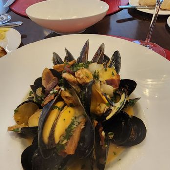The Bocuse Restaurant - I chose the mussels that included potato and bacon for my first couse.The combination was delicious and creative. The broth was sublime! - French Near Me - Hyde Park, New York
