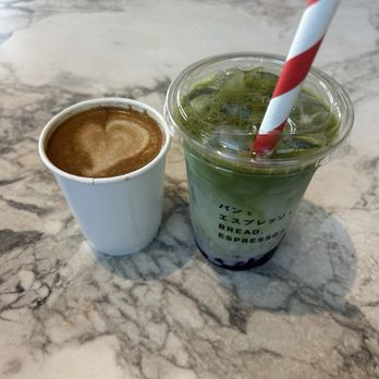 Bread, Espresso & - Flat white and Iced Blueberry Matcha Latte - Cafes Near Me - Redondo Beach, California