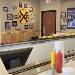 train coming out with some food